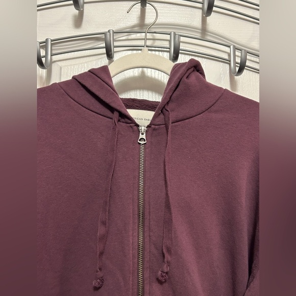 American Eagle Oversized full Zip Hoodie women’s XS jegging fit burgundy purple - Picture 3 of 14
